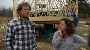 Marleny with her partner Walid in front of their Yurt (under construction) 